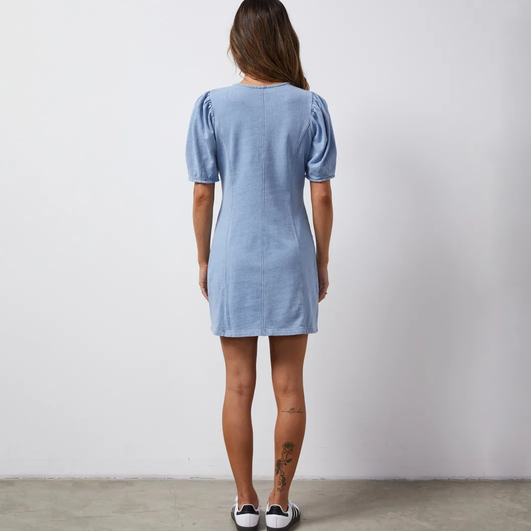 MONROW Indigo French Terry Seamed Dress LIGHTWASH Fashion