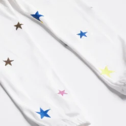 MONROW Kids Embroidered Color Stars Elastic Waist Sweats NATURAL Best