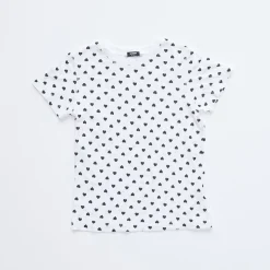 MONROW Kids Heart Crew Neck WHITE Outlet