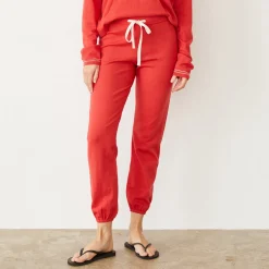 MONROW Light Soft Knit Contrast Stitch Vintage Sweat CHERRY Store