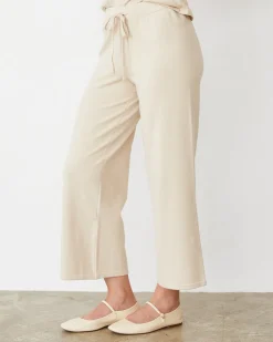 MONROW Light Soft Knit Crop Lounge Pant SAND Fashion