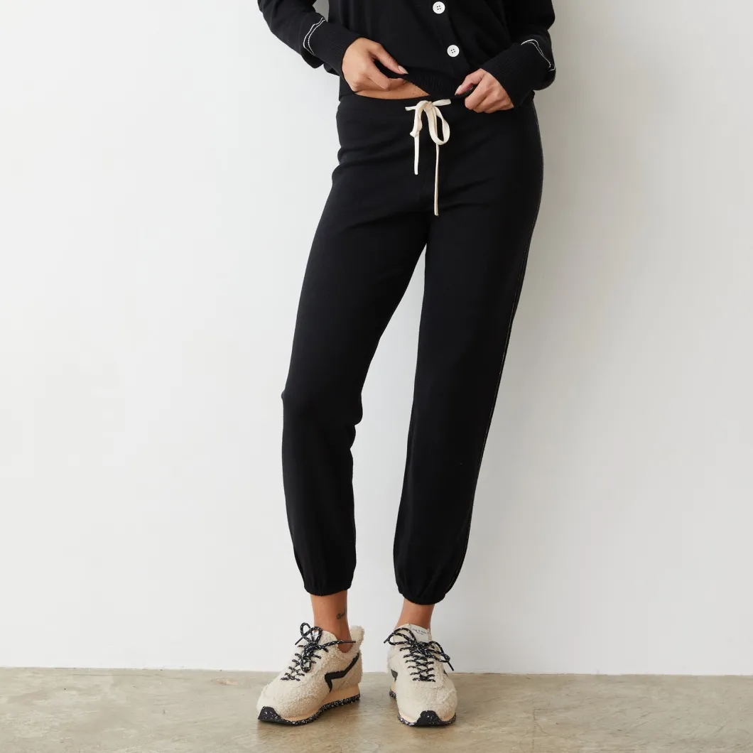 MONROW Lightknit Contrast Stitch Vintage Sweat BLACK Store