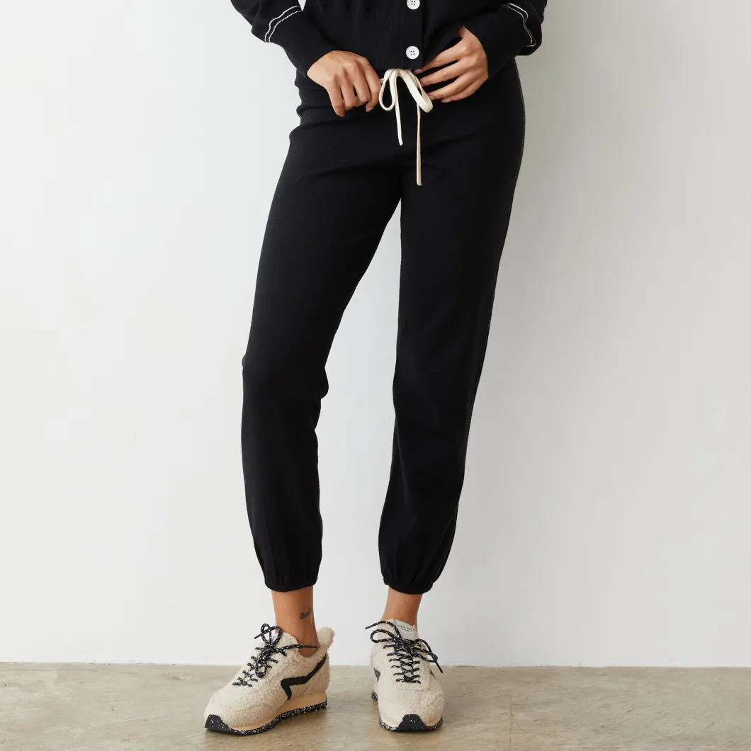 MONROW Lightknit Contrast Stitch Vintage Sweat BLACK Store