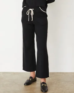 MONROW Lightknit Pant With Contrast Piping BLACK Cheap
