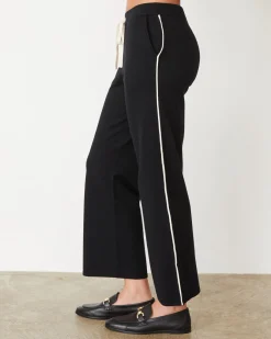 MONROW Lightknit Pant With Contrast Piping BLACK Cheap