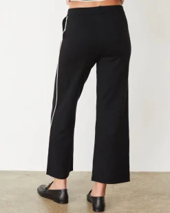 MONROW Lightknit Pant With Contrast Piping BLACK Cheap