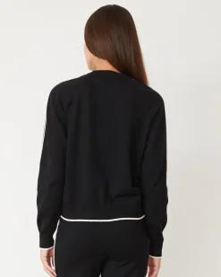 MONROW Lightknit Sweater With Contrast Piping BLACK Online