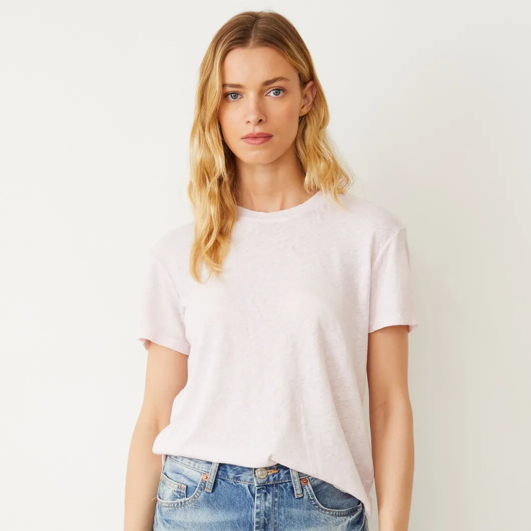 MONROW Linen Jersey Basic Crew Neck Tee PINKPEARL New