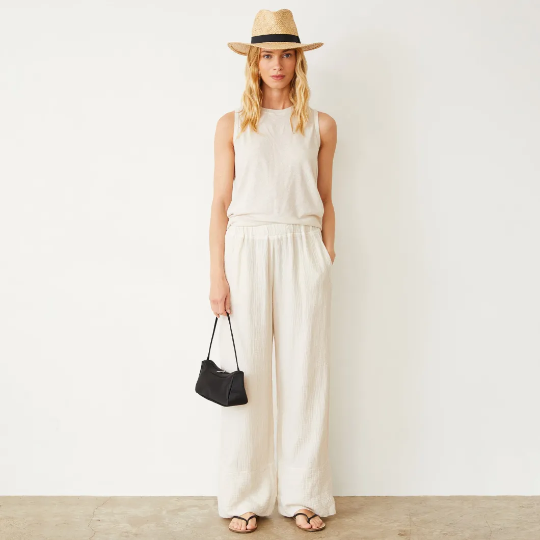 MONROW Linen Jersey Relaxed Tank PEARL Shop