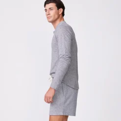 MONROW Long Sleeve Henley GRANITE Clearance
