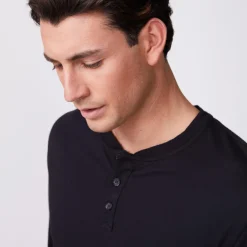 MONROW Long Sleeve Henley BLACK Store