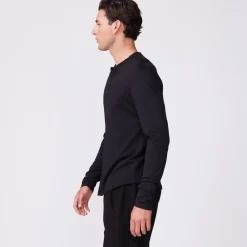MONROW Long Sleeve Henley BLACK Store