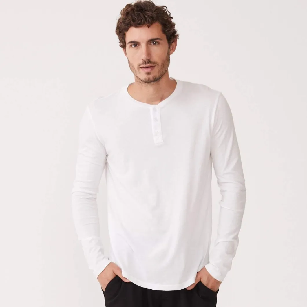 MONROW Long Sleeve Henley WHITE Sale