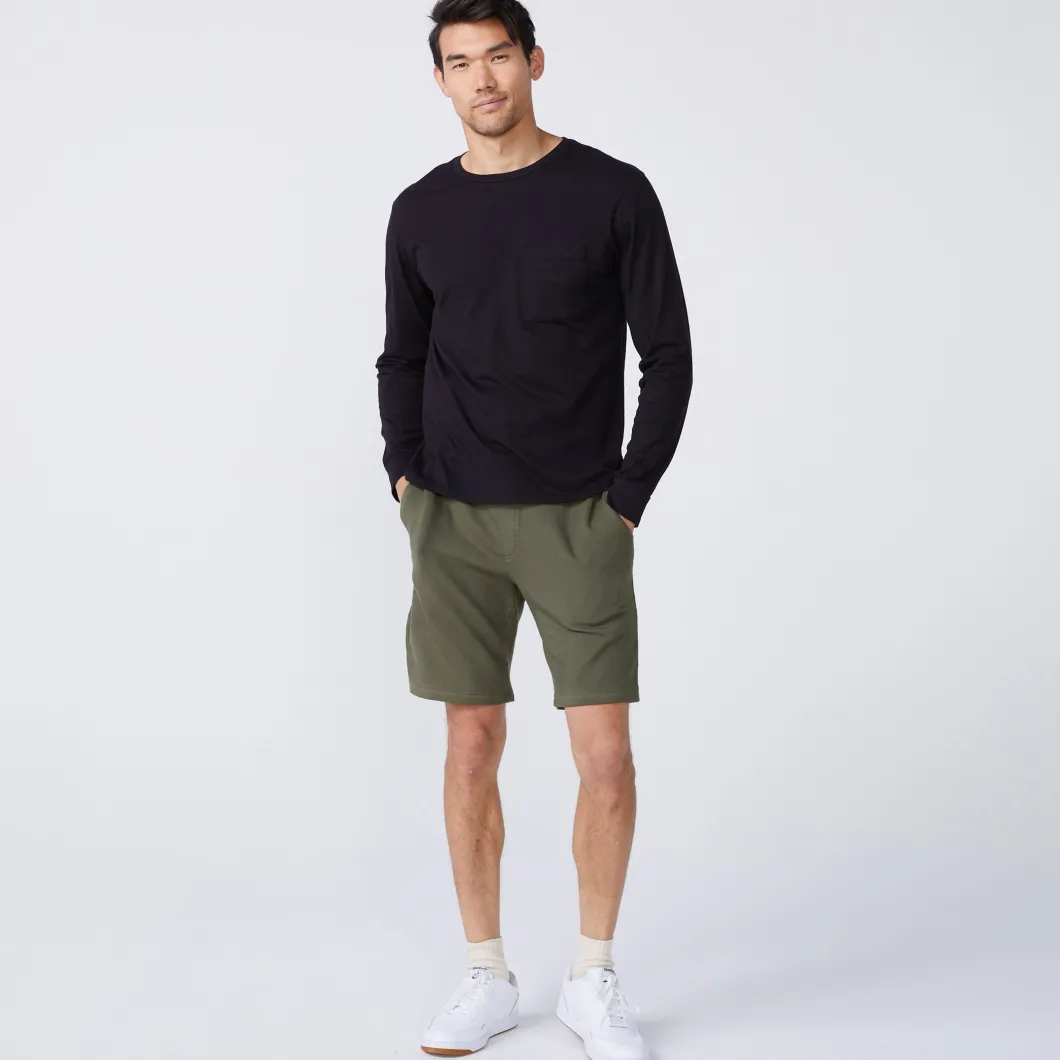 MONROW Long Sleeve Pocket Crew BLACK Hot