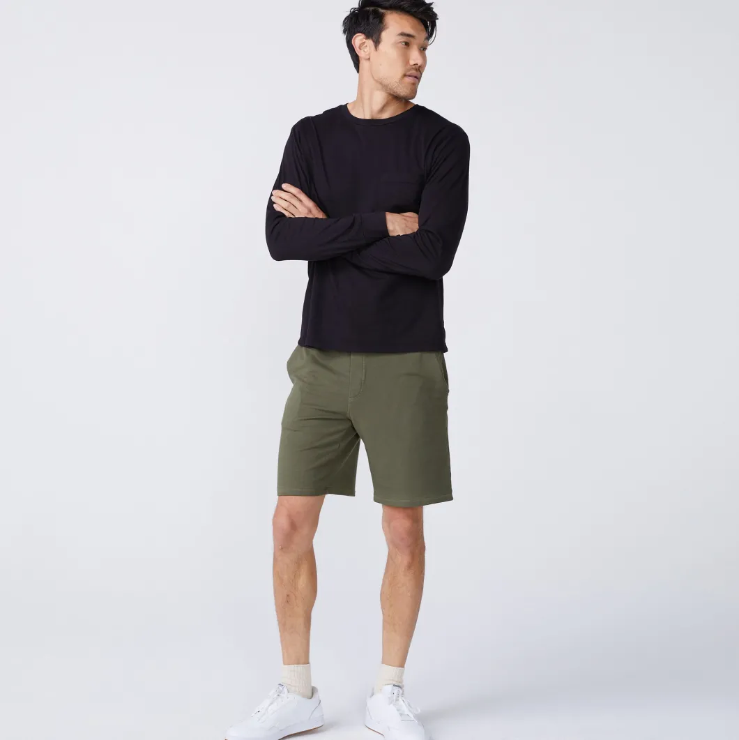 MONROW Long Sleeve Pocket Crew BLACK Hot