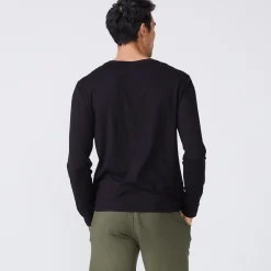 MONROW Long Sleeve Pocket Crew BLACK Hot