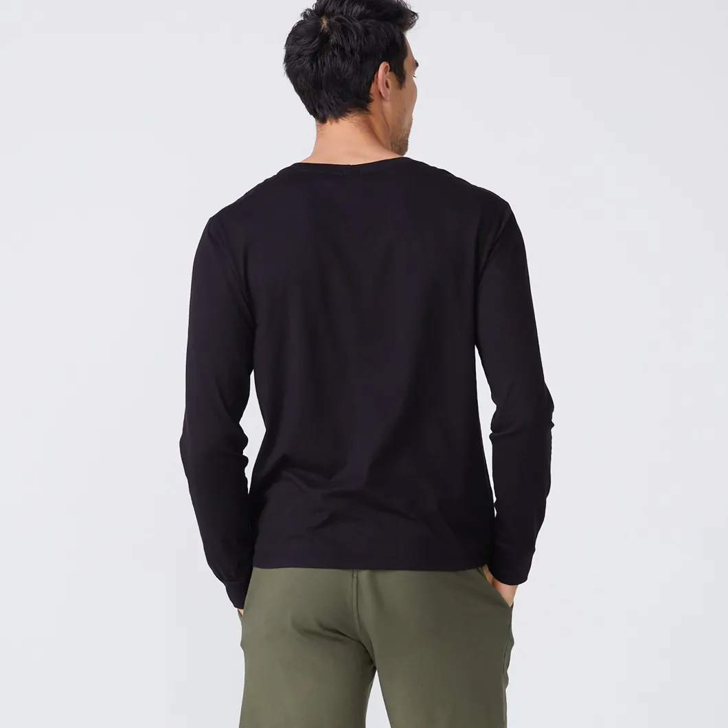 MONROW Long Sleeve Pocket Crew BLACK Hot