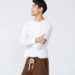 MONROW Long Sleeve Pocket Crew WHITE Fashion