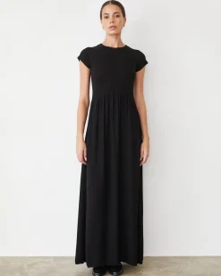 MONROW Mix Media Maxi Dress BLACK Discount