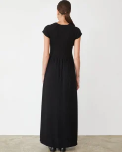 MONROW Mix Media Maxi Dress BLACK Discount