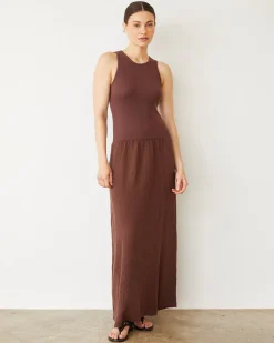 MONROW Mix Media Tank Maxi Dress MAHOGANY Shop