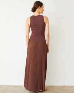 MONROW Mix Media Tank Maxi Dress MAHOGANY Shop