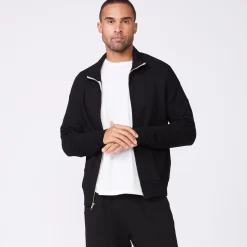 MONROW Mock Neck Zip Up BLACK Hot