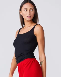 MONROW Narrow Rib Tank - Color BLACK Hot