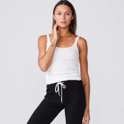 MONROW Narrow Rib Tank - Color WHITE New