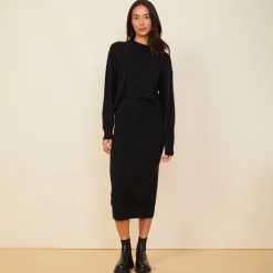 MONROW Neps Cashmere Pocket Midi Skirt BLACK Cheap