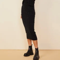 MONROW Neps Cashmere Pocket Midi Skirt BLACK Cheap