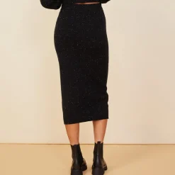 MONROW Neps Cashmere Pocket Midi Skirt BLACK Cheap