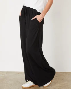 MONROW Organic Jersey Wide Leg Pant BLACK Flash Sale