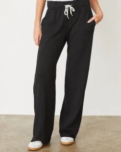 MONROW Original Fleece Straight Leg Sweat BLACK Store