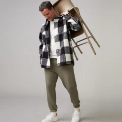 MONROW Plaid Flannel Shacket BLACK/NATURAL Hot