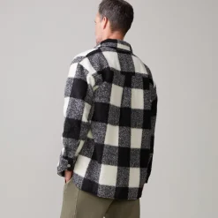 MONROW Plaid Flannel Shacket BLACK/NATURAL Hot