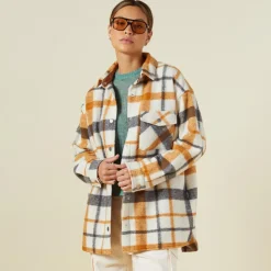 MONROW Plaid Shacket BLACK/NAT/CAMEL Hot