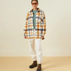 MONROW Plaid Shacket BLACK/NAT/CAMEL Hot