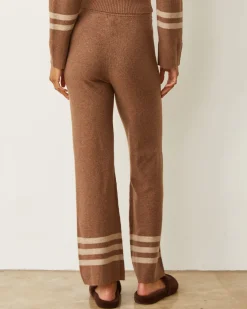 MONROW Plush Stripe Straight Leg Sweat LATTE Cheap