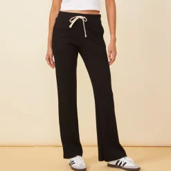 MONROW Rib Straight Leg Pant BLACK Best