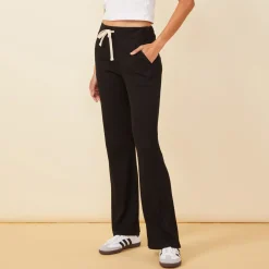 MONROW Rib Straight Leg Pant BLACK Best