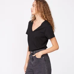 MONROW 90's V Neck BLACK Best