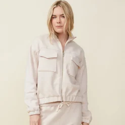 MONROW Seamed Bomber Jacket BONE Hot