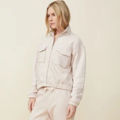 MONROW Seamed Bomber Jacket BONE Hot