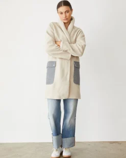 MONROW Sherpa Hooded Jacket BONE Clearance