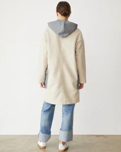 MONROW Sherpa Hooded Jacket BONE Clearance