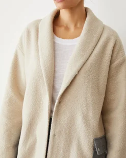 MONROW Sherpa Hooded Jacket BONE Clearance