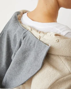 MONROW Sherpa Hooded Jacket BONE Clearance