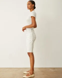 MONROW Shirred Dress WHITE New