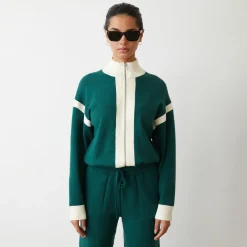 MONROW Soft Knit Color Block Jacket EVERGREEN Sale